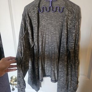 Selfie Charcoal Lace-Up Sleeve Cardigan